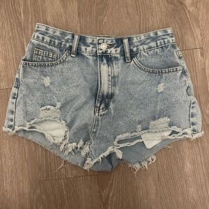 SHEIN Blue Distressed Jean Shorts